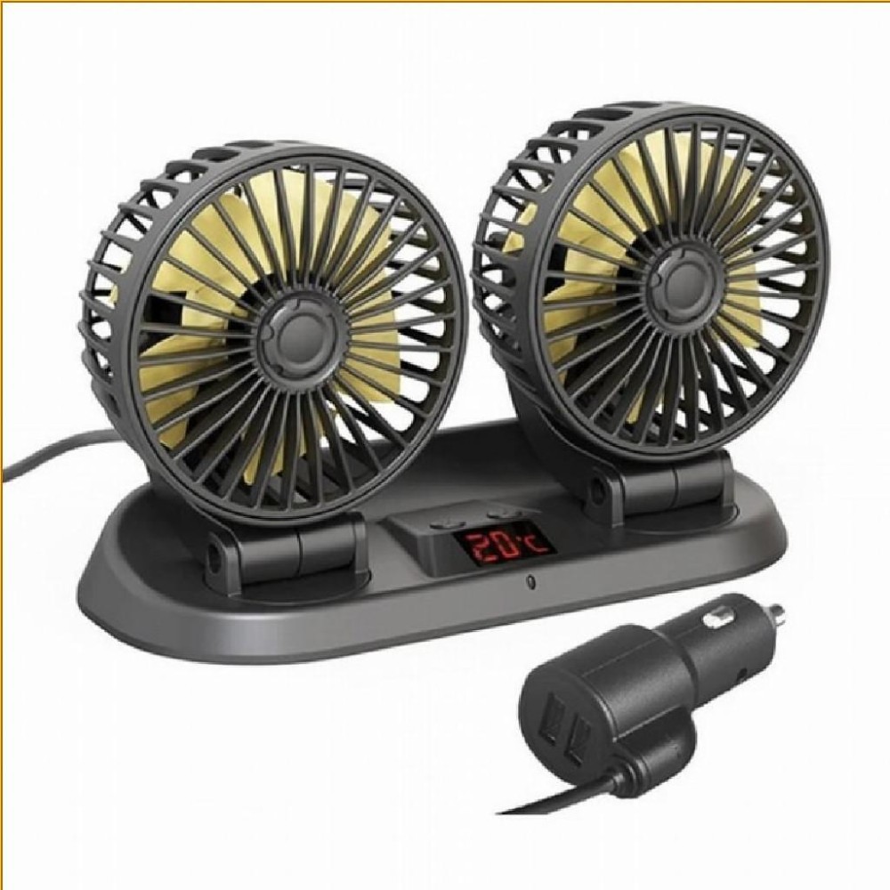 Вентилатор PG120 ДВОЕН С ТЕРМОМЕТЪР 12-24V