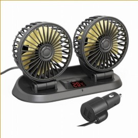 Вентилатор PG120 ДВОЕН С ТЕРМОМЕТЪР 12-24V