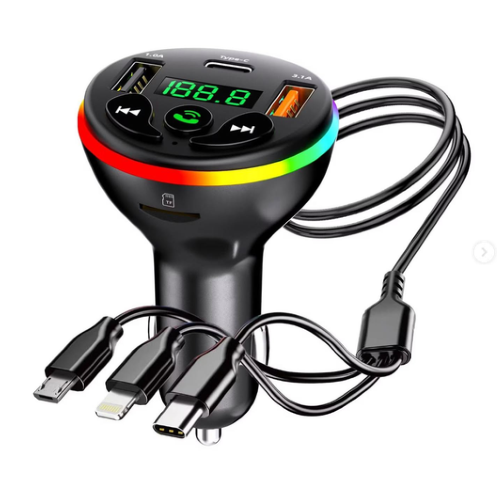 FM трансмитер 2USB/TYPEC - HM136 с кабел