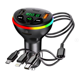 FM трансмитер 2USB/TYPEC - HM136 с кабел