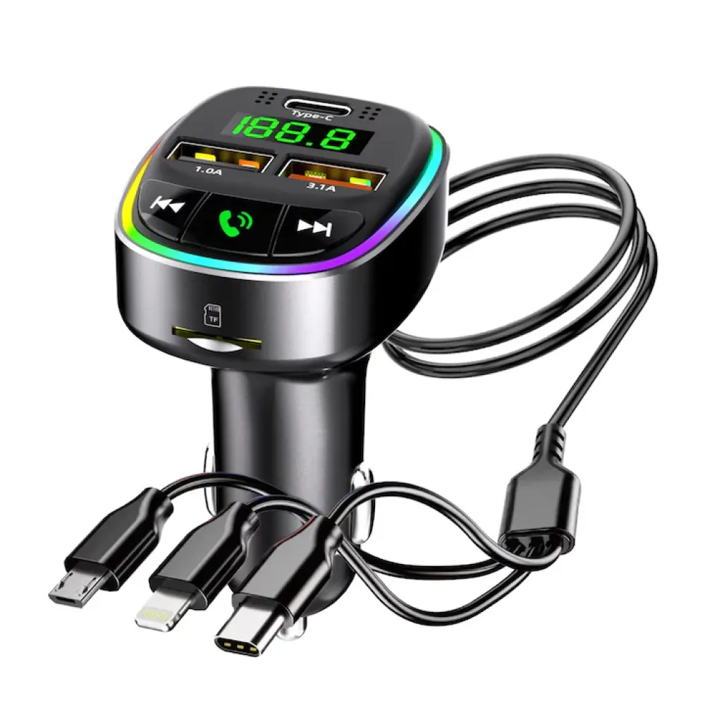 FM трансмитер 2USB/TYPEC - HM138A с кабел