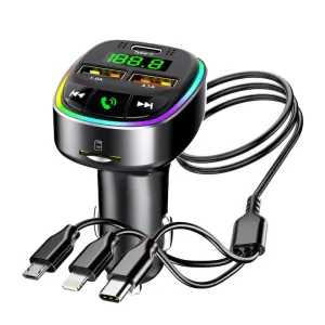 FM трансмитер 2USB/TYPEC - HM138A с кабел