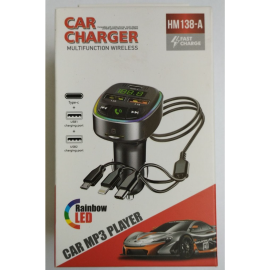 FM трансмитер 2USB/TYPEC - HM138A с кабел